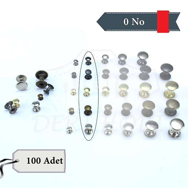 0 No Perçin - 100 Takım - Deri Hobi