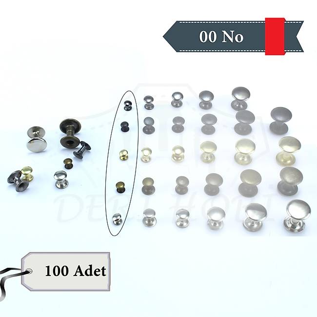 00 No Perçin - 100 Takım - Deri Hobi