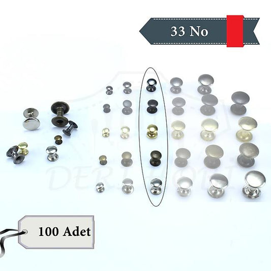 33 No Perçin - 100 Takım - Deri Hobi