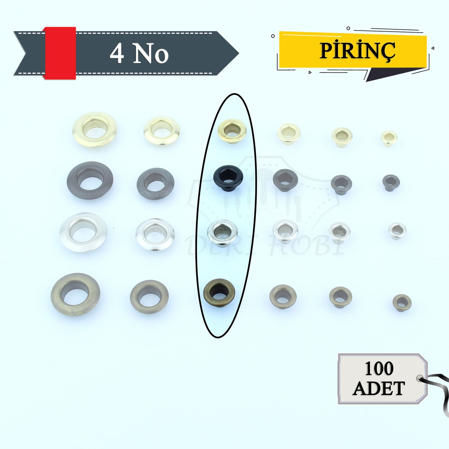 Pirinç 4 No Kuşgözü 100 lu- Pulsuz - Deri Hobi