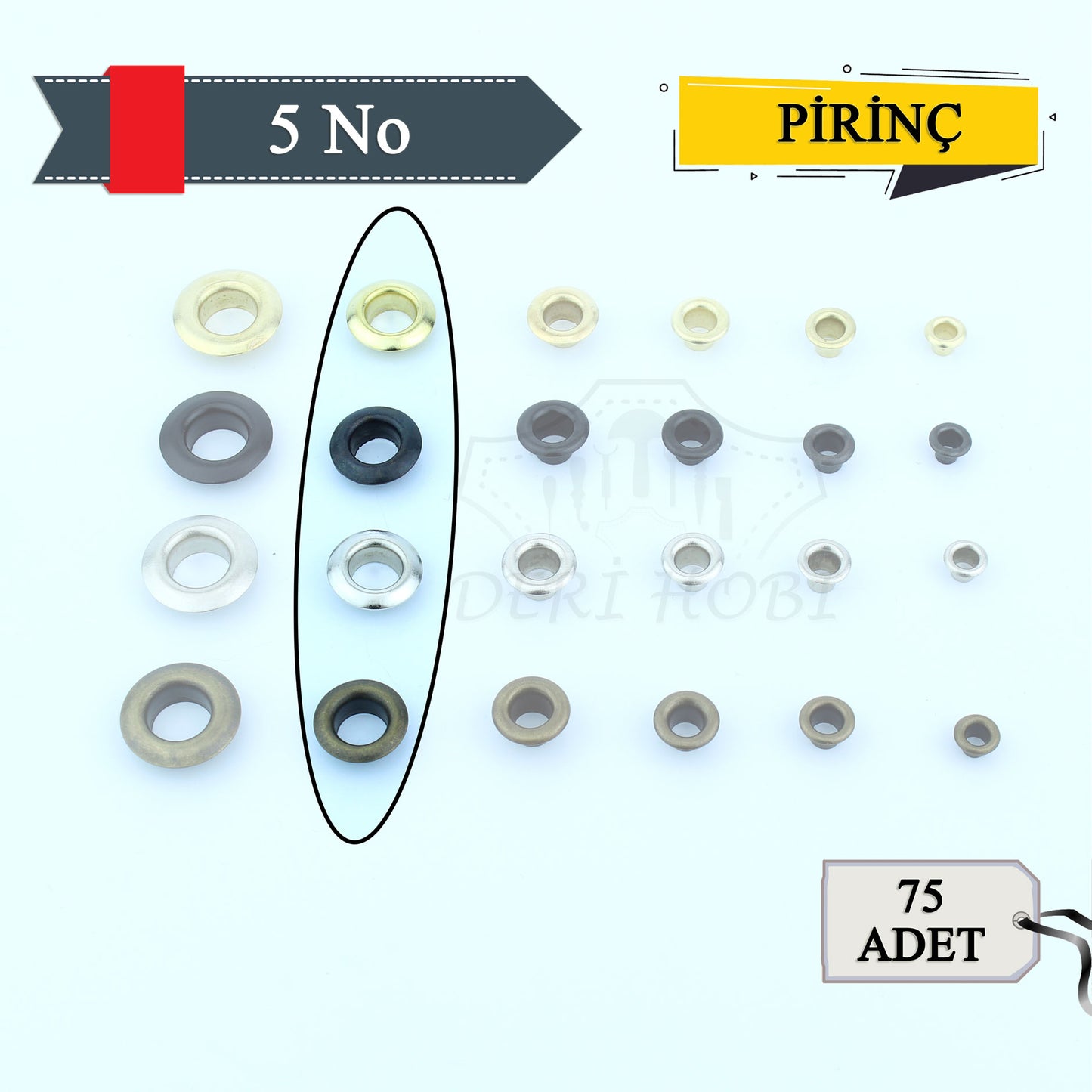 Pirinç 5 No Kuşgözü 75li- Pulsuz - Deri Hobi