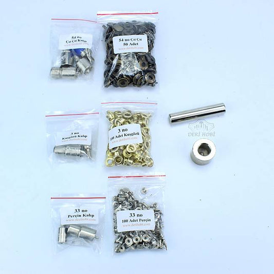 Elde Çakma Seti – Deri Hobi, Çıtçıt & Perçin & Kuşgözü Seti