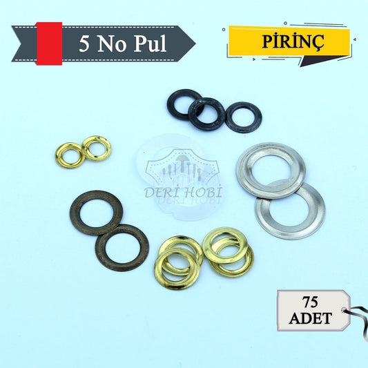 Pirinç 5 No Kuşgözü Pulu - 75li - Deri Hobi