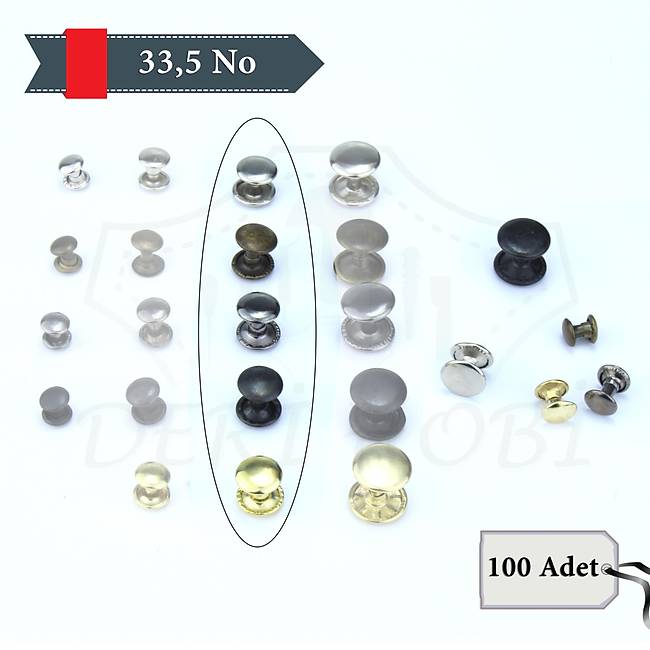 Çift Kapak 33,5 No Perçin - 100 Takım